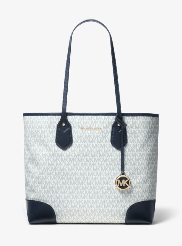 Damske Prenosná Taška Michael Kors Eva Large Logo Biele Námornícka Modrá - Kabelky Michael Kors Lacne | MCESD-5794
